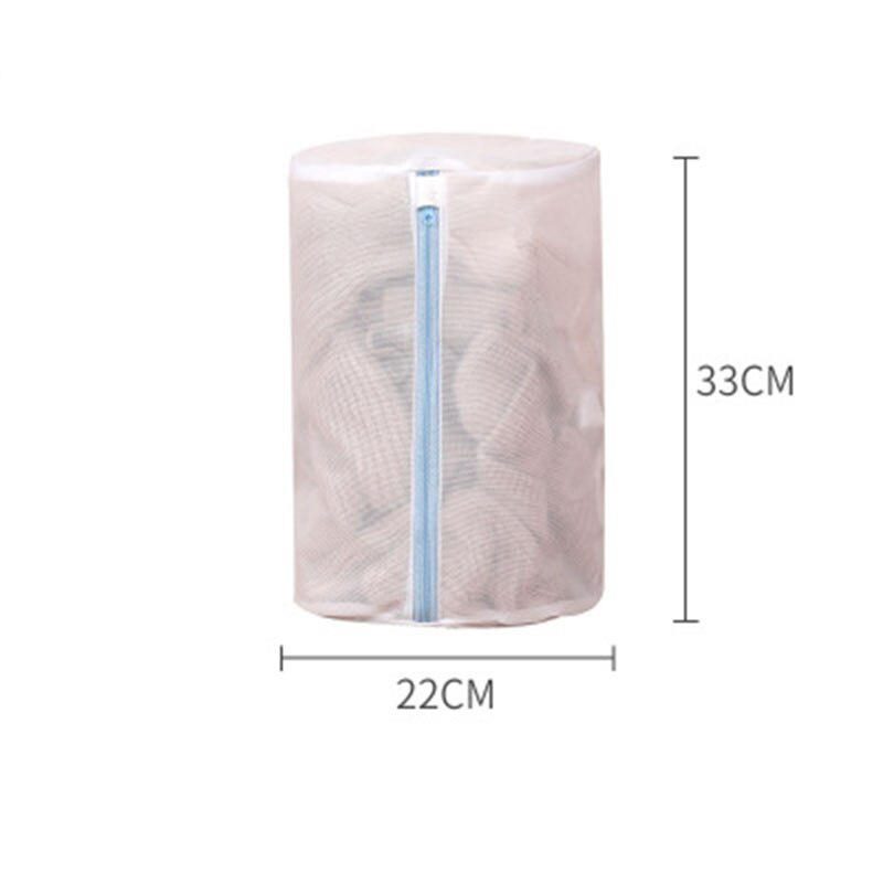 Mesh Laundry Bags Fresh Blue Zippers Protecting Clothes Home Laundry Dirty Clothes Bra Underwear Washing Machine Bag: Cylinder
