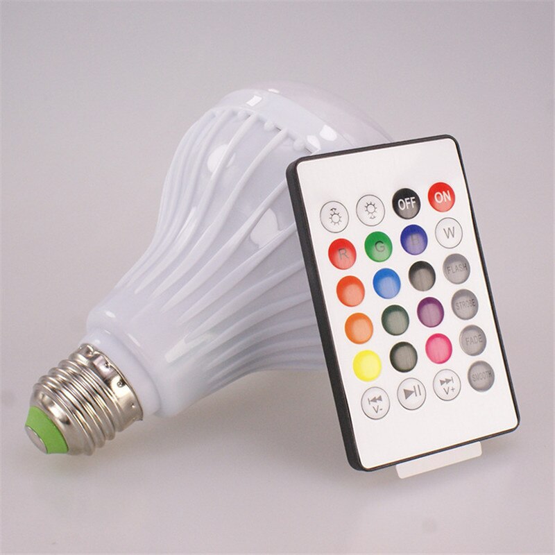 Smart E27 12W Led Lamp Rgb Licht Draadloze Bluetooth Audio Speaker Muziek Dimbare Draadloze Led Lamp Met Afstandsbediening controle