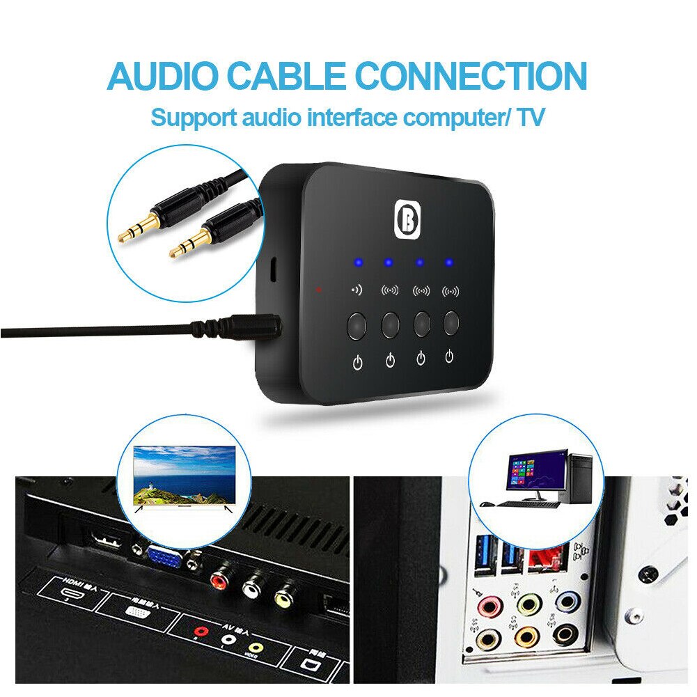 Adapter Portable Fast Durable Splitter HIFI Music Long Range Wireless Receiver Audio Transmitter Multi Point TV PC Bluetooth 4.0