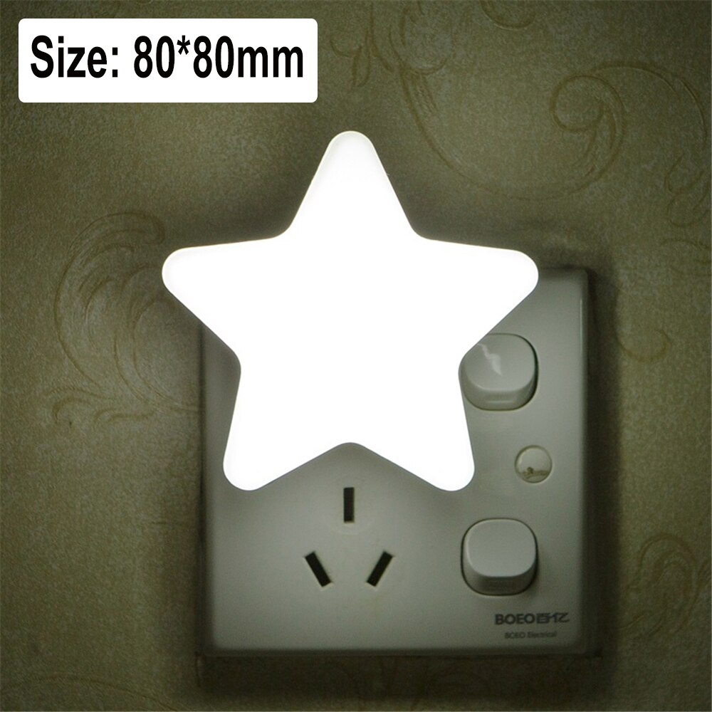 Sensor kontrol mini stjerne måne led lys eu/us stik natlampe til sengelampe baby soveværelse børne & #39 ;s værelse sove dekoration: Hvid-stjerne / Euplug