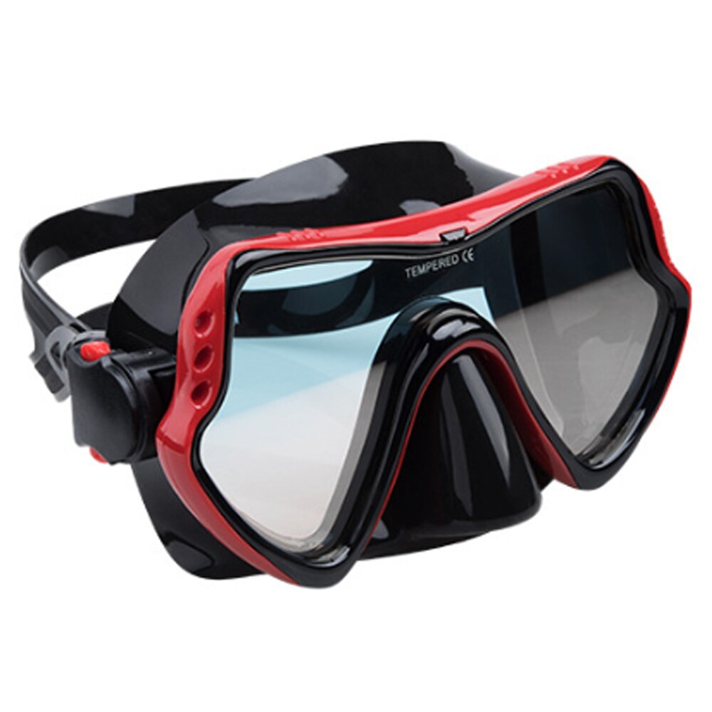 Scuba Diving Mask Snorkel Anti-Fog Goggles Glasse Set Adult Silicone Swimming Fishing Pool Equipment: Mask red
