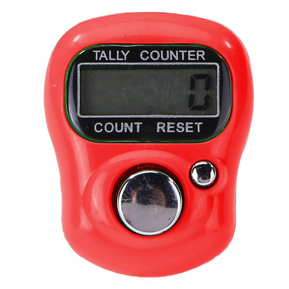 Mini Row Finger Counter Stitch Marker LCD Electronic Digital Counter Counting Tally Counter Range For Sewing Knitting Weave Tool: Red