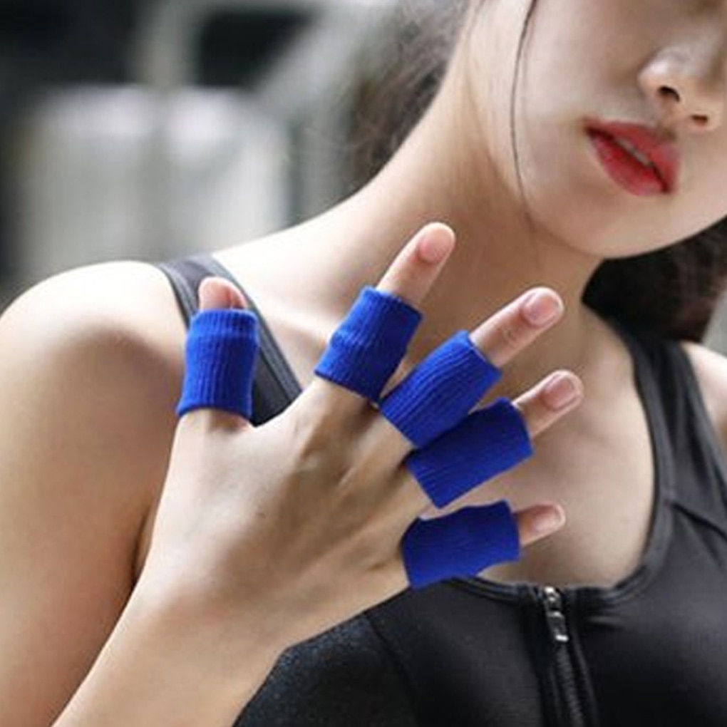 10 stk nylon kno ærmer tommelfingerbeskyttelseshætte til sports åndbar seler, hudfarve
