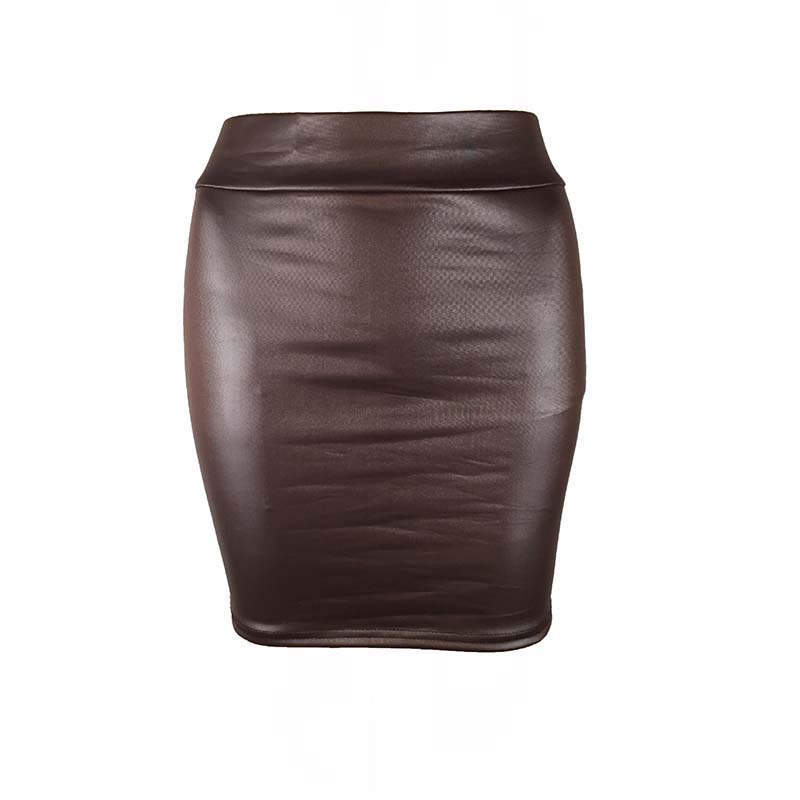 Minifalda de tubo de cuero de imitación ajustada negra, faldas cortas coreanas de Sexy de cintura alta para mujer, , dulce de verano