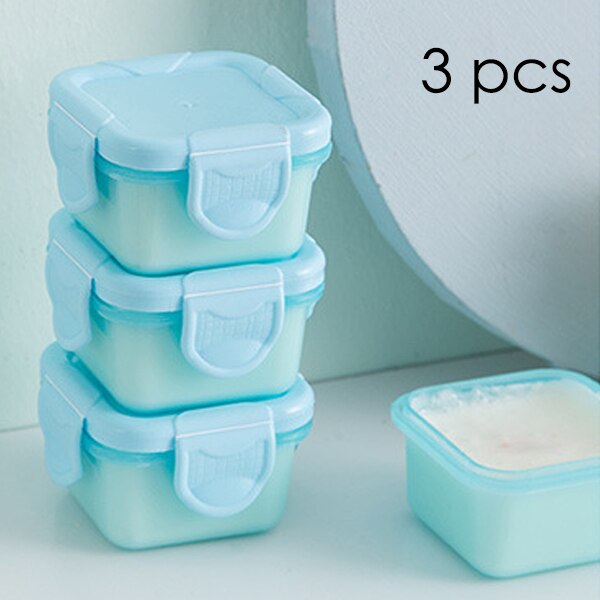 Juegos de cuencos de alimentación para bebé, 3 piezas, 60ml, platos de aprendizaje para bebé, cuenco de comida auxiliar, Mini cajas de almacenamiento selladas portátiles, puede microondas: Blue 3pcs
