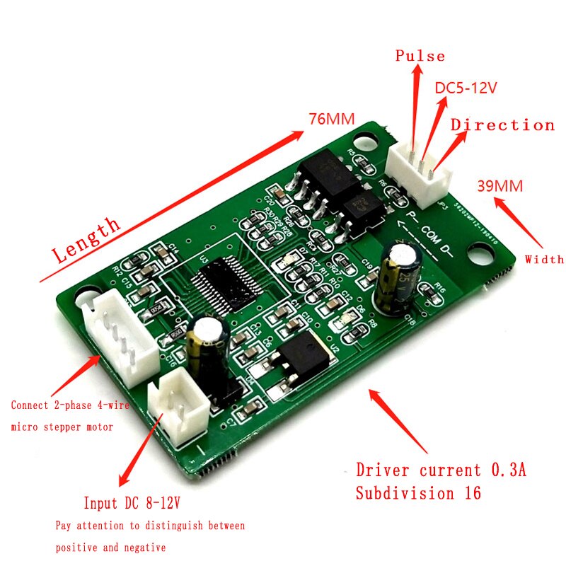 Control CNC Junta micromotor paso a paso conductor 16 actual 0.3A DC 8-12V pulso dirección + módulo de Control para 2-Fase 4-alambre conductor
