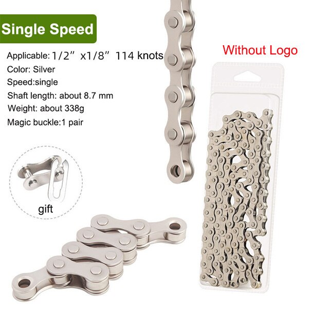 Mountain Bike Chain 6 7 8 9 10 11 12 Speed MTB Bike Electroplated Silver Bicycle Chain 116 links Road Bike Chains: Single Speed