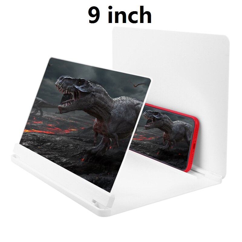 14 inch Mobile Phone Screen Magnifying Glass Folding Video Screen Amplifier For Celphone Holder Mobile Phone Screen Magnifier: 9inch White