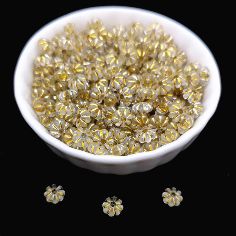 200 Uds. Hermosas cuentas con forma de flor espacio colorido para hacer joyas colgante collar pulsera DIY: Amarillo fluorescente