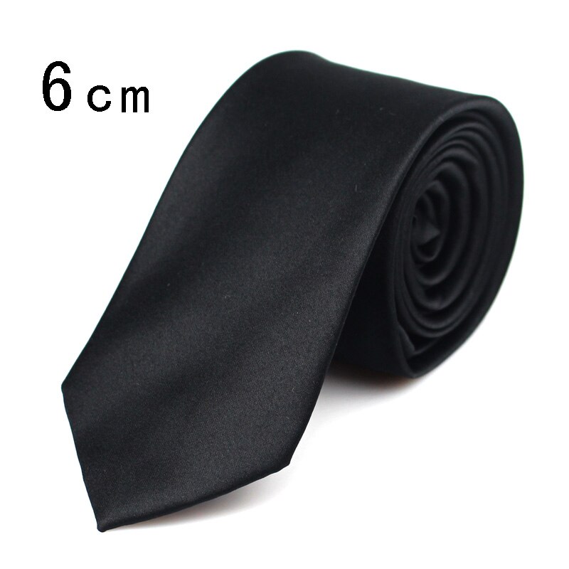 Corbatas clásicas negras para hombre, corbatas de seda para de boda, corbata de cuello de adulto, 3 tamaños, Corbata lisa informal: 6cm