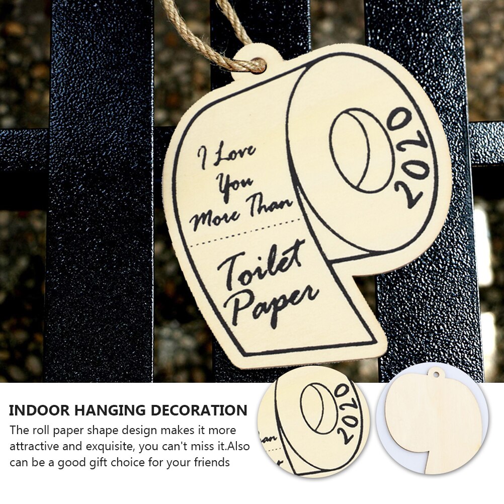 10pcs Commemorative Toilet Paper Ornaments Home Wooden Hanging Adornments