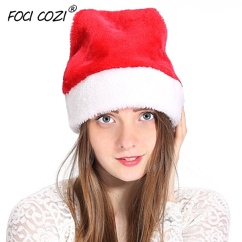 Unisex-Adult's Santa Hat Velvet Christmas Hat Plush and Comfort Liner Red Christmas Santa Claus Cap Xmas Hat Soft Thickening