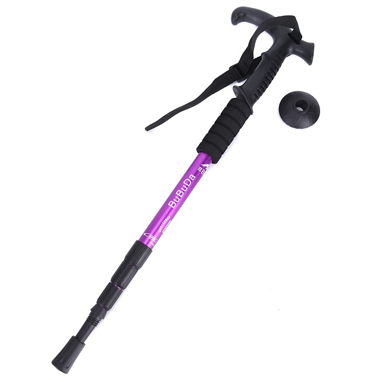 Anti Shock Nordic Walking Poles Sticks Telescopic Trekking Hiking Folding Walking Stick Canes with Rubber Tips Protectors: Purple