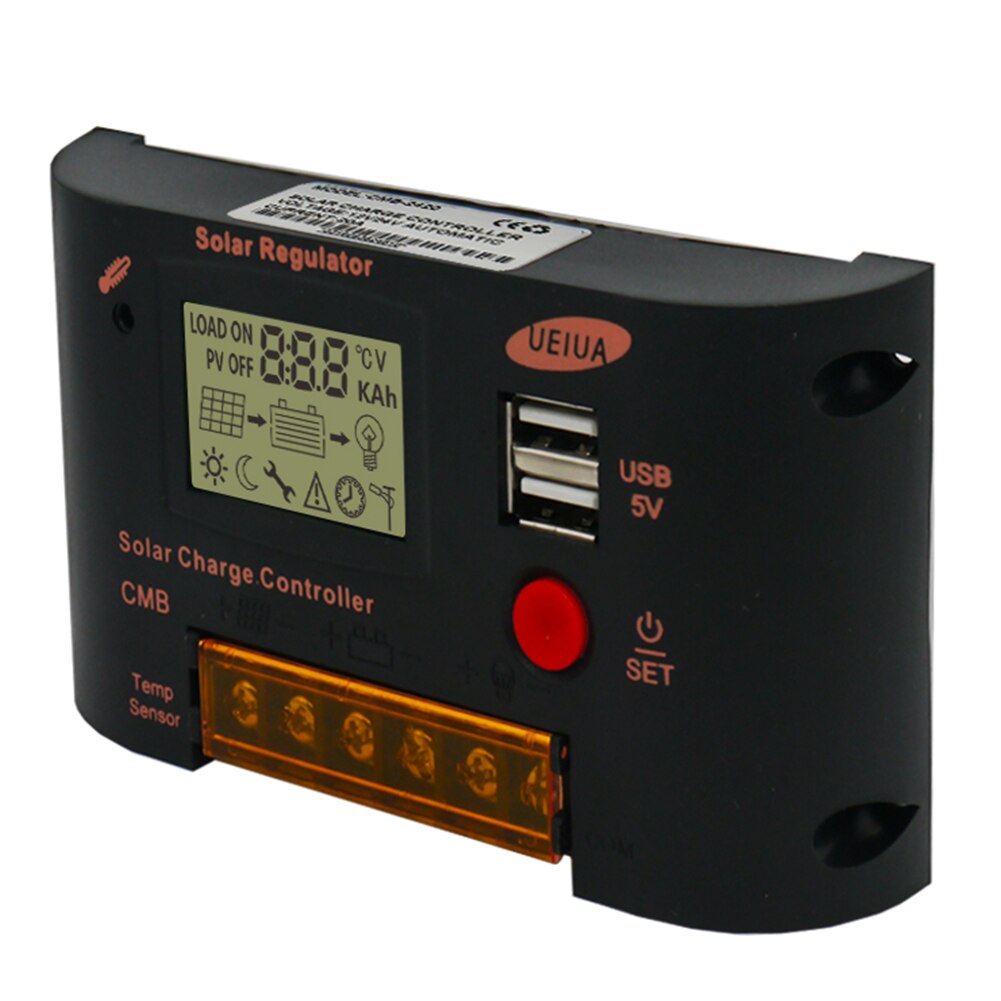 Kit Controlador de Carga Solar PWM LCD Dual USB Saída de PC Regulador Carregador Solar Controlador de Carga Regulador de Solor