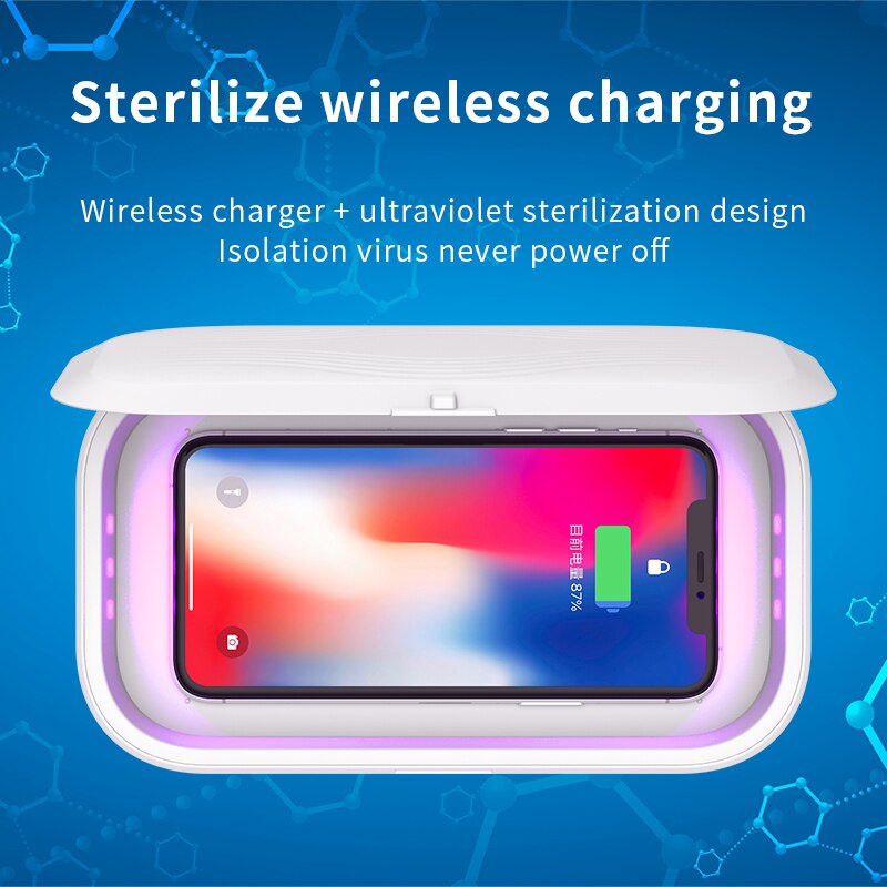 Phone Sterilizer UV Light Disinfection Box with Wireless Charge Anti Bacteria Ultraviolet Ray Disinfection Box for Phone Jewelry