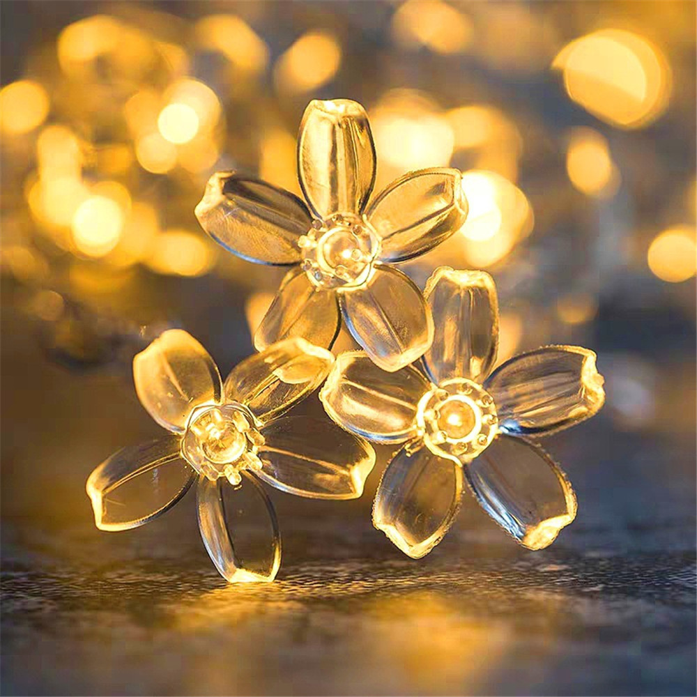 1Pc Solar String Flower Lights Outdoor 20/50/100 Led Fairy Licht Voor Tuin Hek Patio Tuin Kerstboom Decor