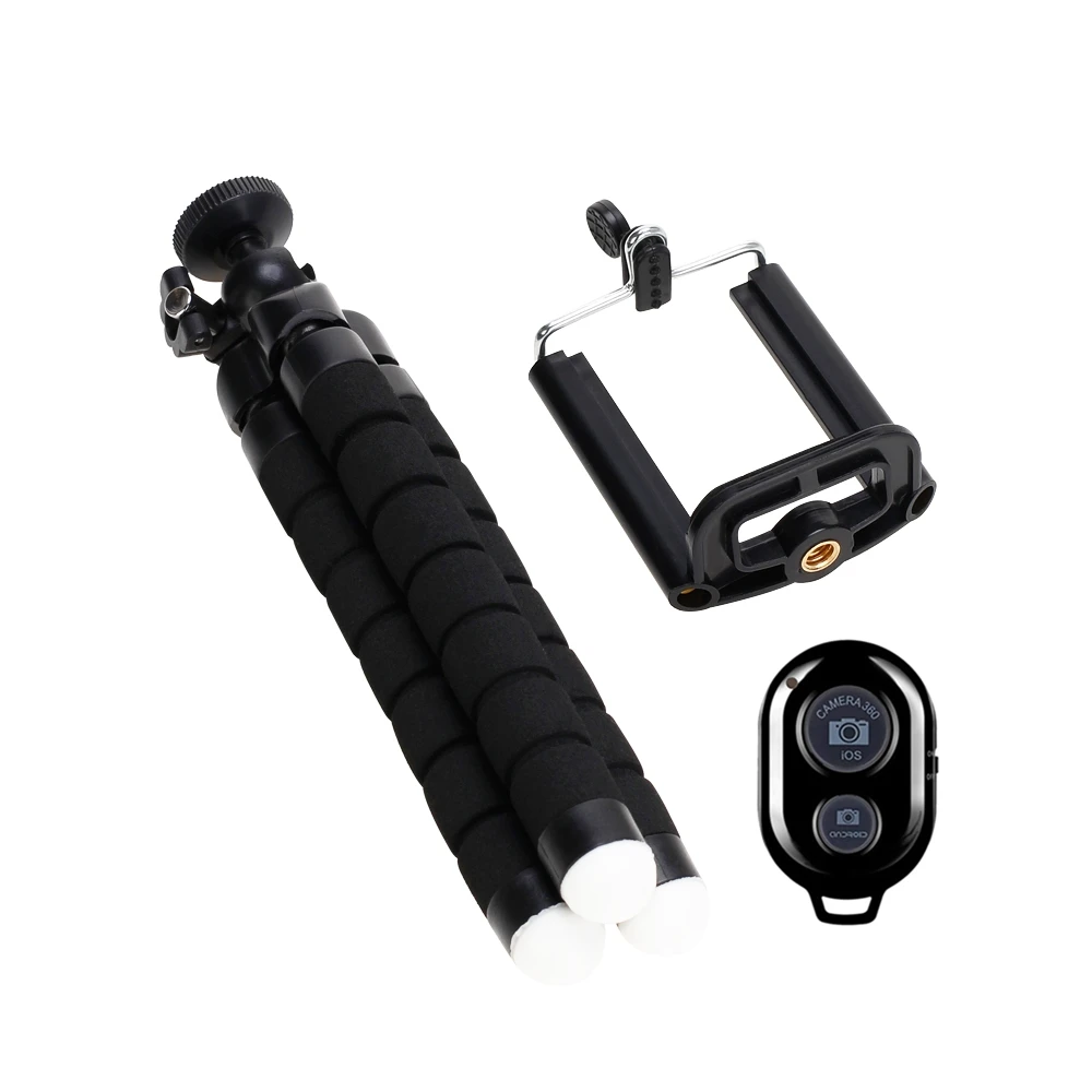 Trépied de téléphone Flexible et réglable, Mini support pour Smartphone, avec télécommande sans fil et Clip pour enregistrement vidéo/Vlogging/Selfie
