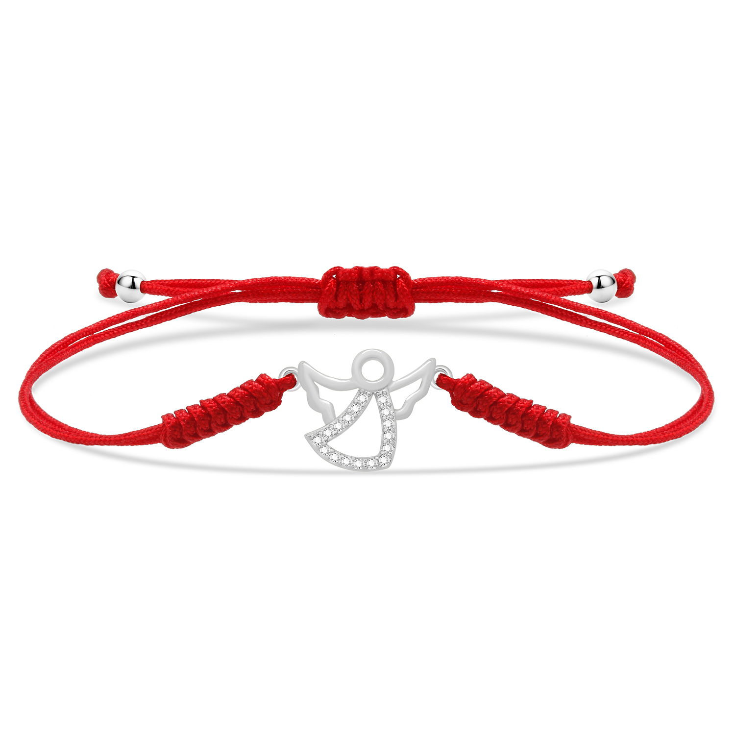 Vergulde Koperen Witte Zirkonia Stenen Cz Schattige Engel Bedelarmband Meisje 2024 Mode Zwart Rood Koord Knoop Sieraden Cadeau