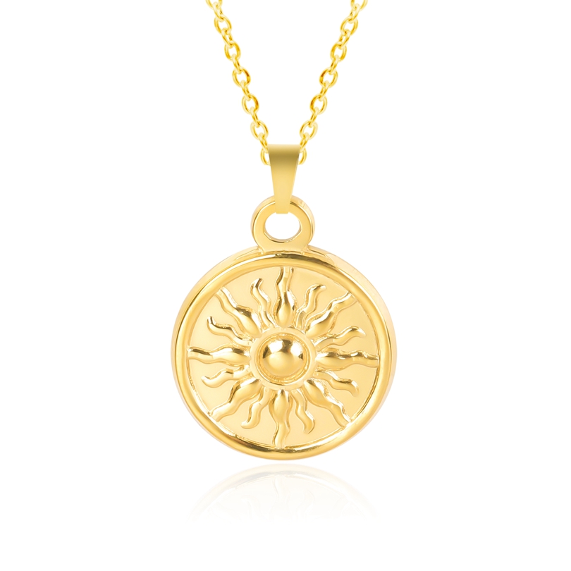 Colliers ronds avec pendentif soleil pour femmes et hommes, accessoires, bijoux d'espoir, collier en acier inoxydable, ras du cou Vintage, d'anniversaire: Zinc bleu