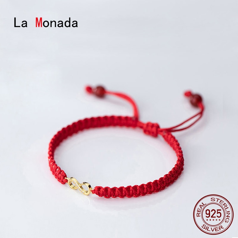 La Monada Acht Rode Draad Voor Hand Vrouwen Armbanden 925 Sterling Zilveren Armbanden Voor Vrouwen Rood Touw Zilveren Armband 925 Vrouwen