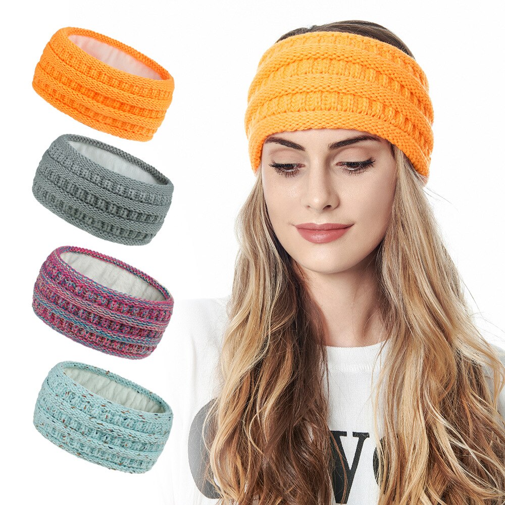 Winter ear Warmer Headbands Turban Handmade fleece Plus Velvet Hairband Headwrap Stretch Women Headwear Accessories