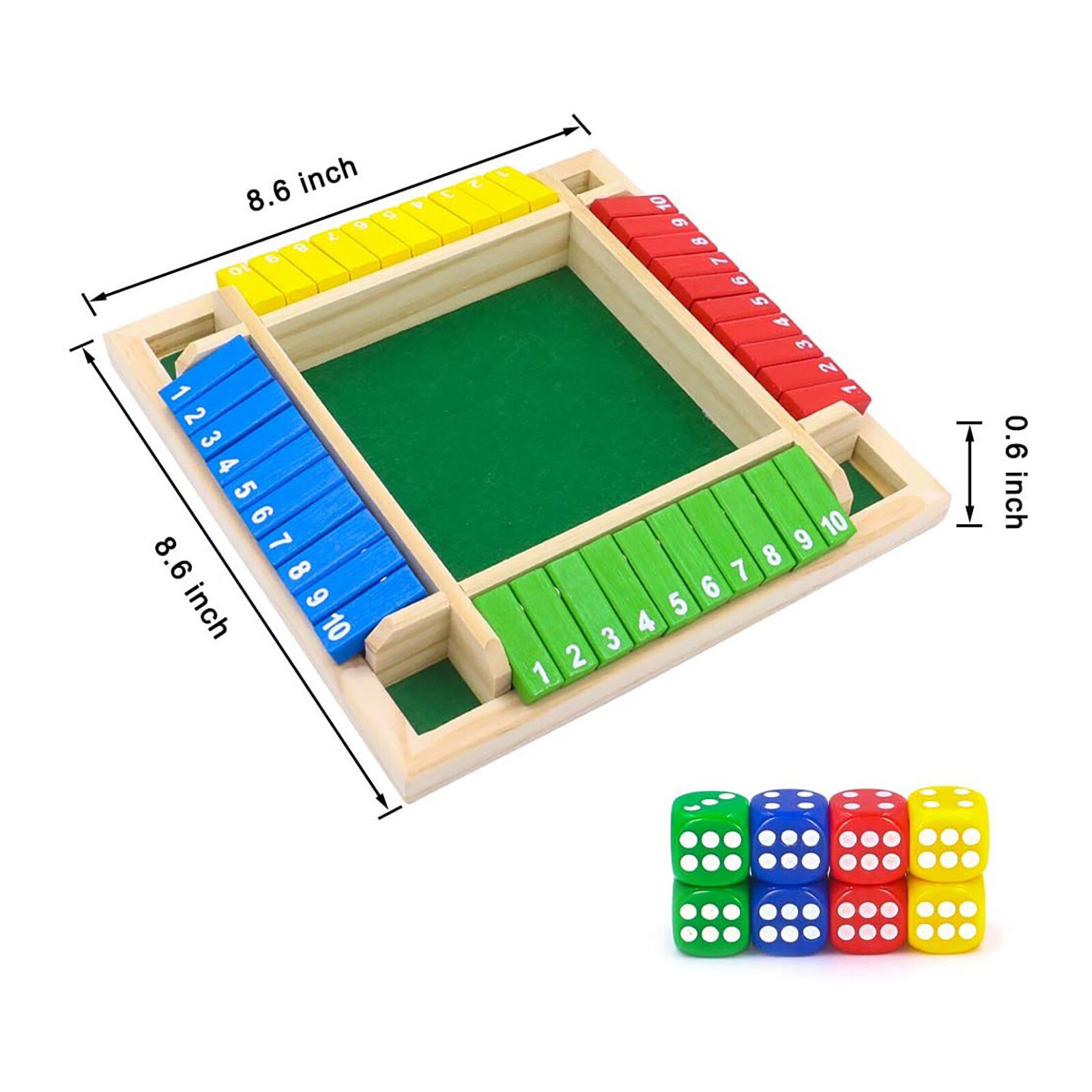 Houten Interesse Board Game Voorschoolse Speelgoed Traditionele Vierzijdige 10 Nummer Pub Bar Board Dice Game Doos Speelgoed Voor Kinderen
