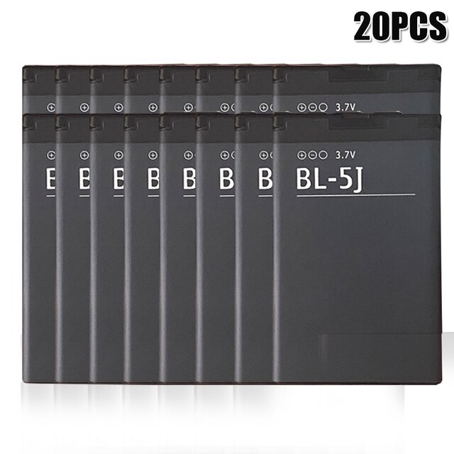 Batterie de téléphone BL-5J BL5J BL 5J 1320mAh pour Nokia 5230 5233 5235 5236 5800 XpressMusic N900 C3 Lumia 3020 520 525 530 5228 5900: 20PCS