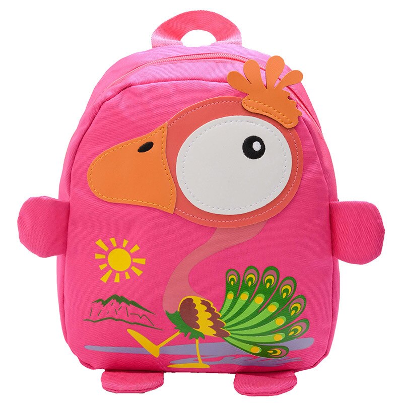 Mochilas escolares de nailon con animales para niños, mochilas de hombro para niños, bolsas para libros de estudiantes de dibujos animados, bonita mochila: Rojo