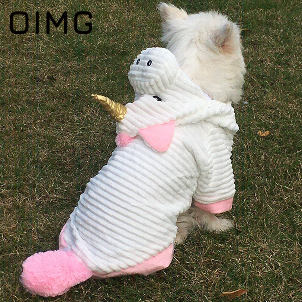 OIMG Autumn Winter Small Dogs Hoodies Unicorn Dog Clothes For Pet Clothing Pomeranian Bichon Cartoon Puppy Outfits Costume