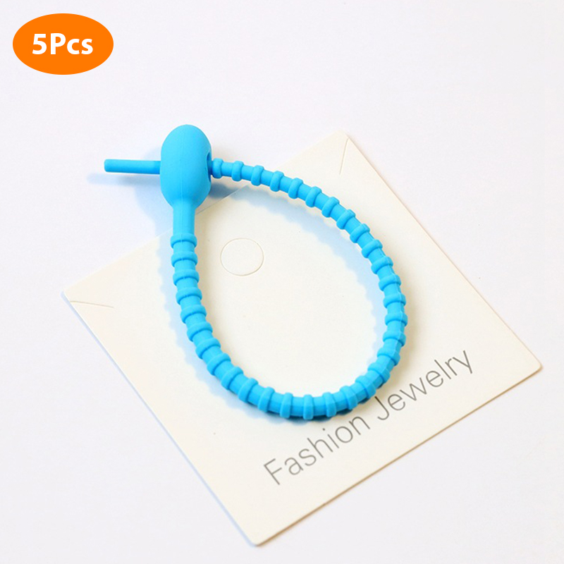 Fascette per alimenti riutilizzabili in Silicone da 5 pezzi fascette per borse a spirale fascette per cavi autobloccanti ecologiche: -N3