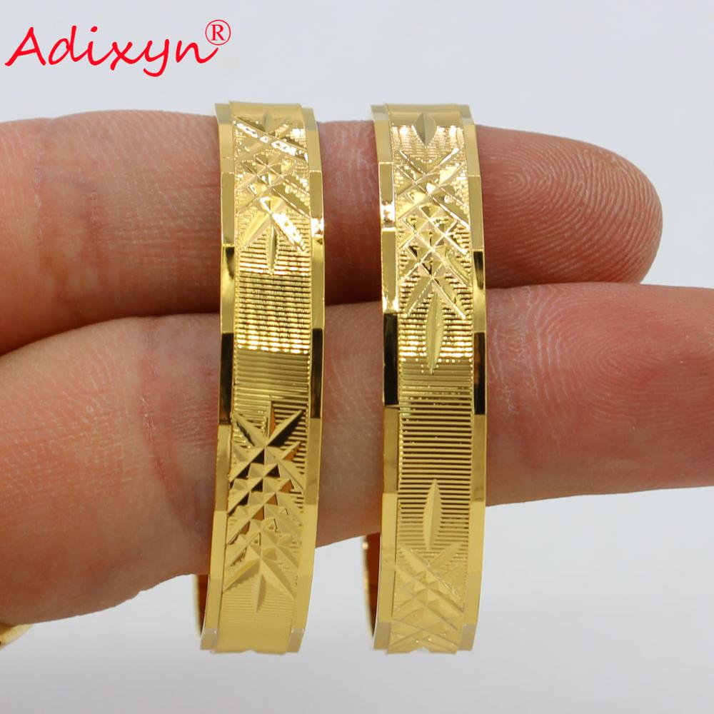 Adixyn Decoratief Patroon Baby Bangle Gold Kleur 7.5 $/2 Stuks Dubai Armbanden Voor Baby/Kids Trendy Afrikaanse arabische Sieraden N080810