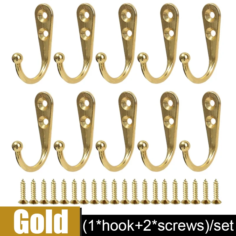50/1einstellen Legierung Haken mit Schrauben für Mantel Handtuch Taschen Kappen Haken Zauberstab Hängen KleiderbüGel Küche Badezimmer lagerung Gestell Halfter: S / Licht Gelb