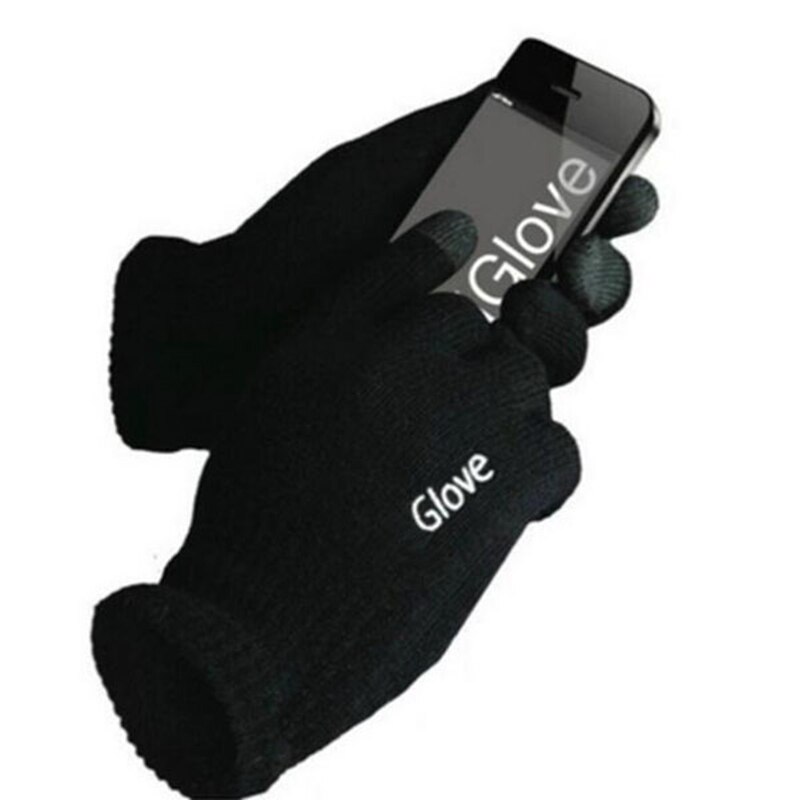 2pairs black Unisex Gloves Colorful Mobile Phone Touched Gloves Men Women Winter Mittens Black Warm Smartphone Driving Glove