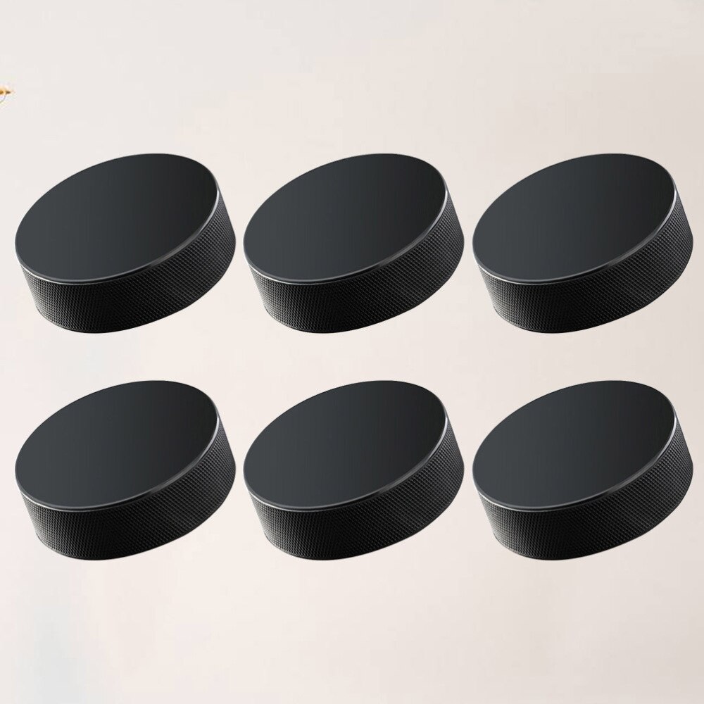6 Pcs Ice Hockey Pucks - Standard Training Balls - Professional Rubber Sports Supplies