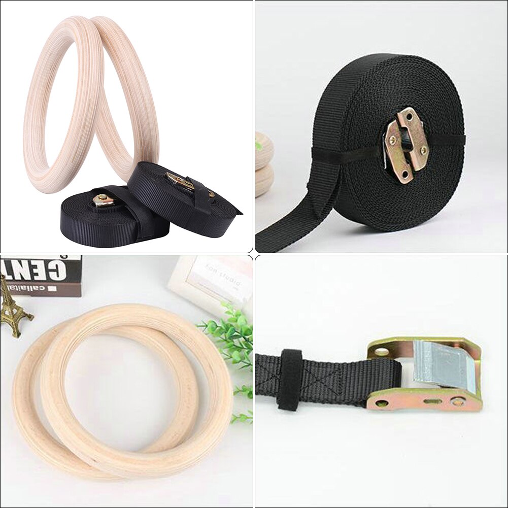 Wooden Exercise Fitness Gymnastics Ring Gym Exercise Push-up Muscle Exercise for Home Gym Full Body Workout