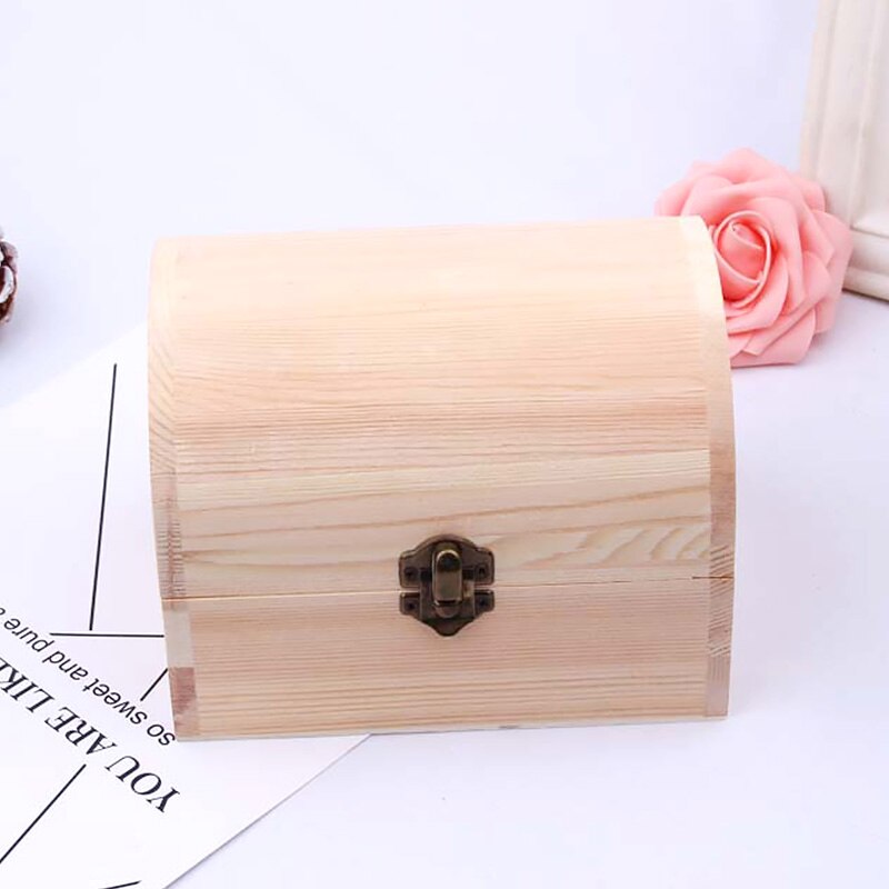 1PC Wooden Home Storage Box Log Color Pine Rectangular Flip Solid Wood Box Handmade Article Jewelry Red Wine Case