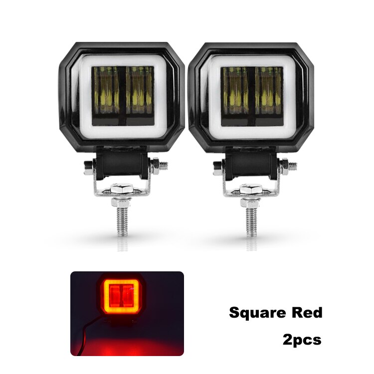 Anmingpu 2x 3 " 20w led enkeli silmät työvalopalkki maastoon 12v 24v kohdevalopalkki yövalopalkki kuorma-autoon 4 x 4 veneeseen mönkijään autoon sumuvalo: 2pc neliön punaista
