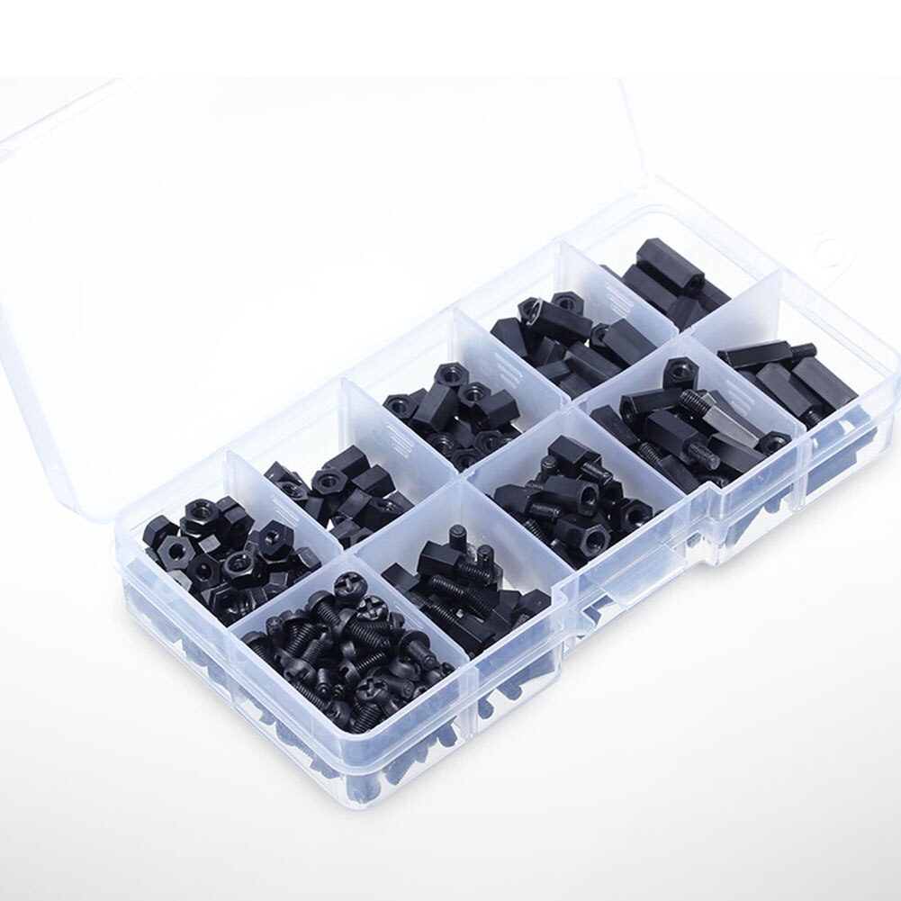 Black Nylon PCB Standoff Spacer Hex Screw Nut Assortment Kit Box Sets