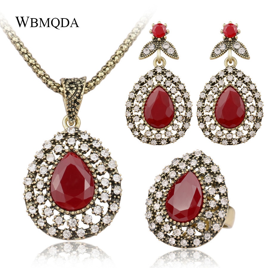 Wbmqda – ensemble de bijoux en forme de goutte d&#39;eau, couleur Bronze antique, accessoires de mariage, à la , turquie, 3 pièces/lot