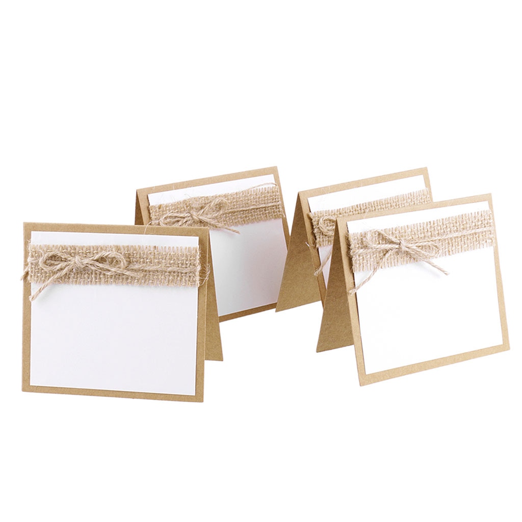 10 White And Brown Vintage Wedding Guest Party Name Place Cards Table Mark