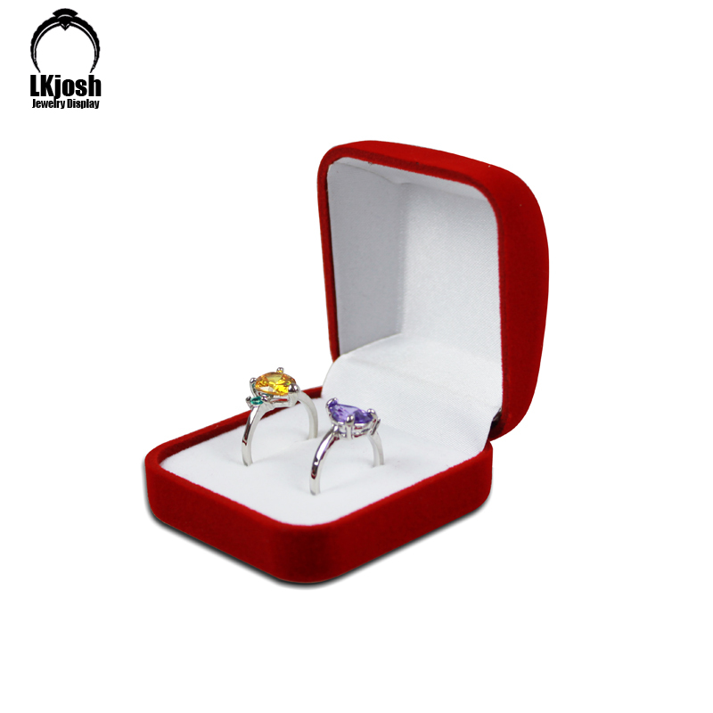 Caja De joyería De terciopelo, caja De almacenamiento De joyería con anillo Bo, caja De doble anillo, caja De tesoro De perlas, caja De De boda, organizador De Joyas: Granate