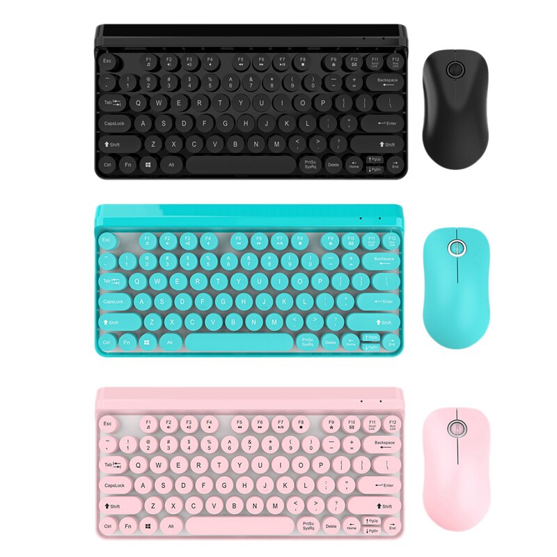 Cute Wireless 2.4G Keyboard Mouse Set Punk Stylish Wireless Color Keyboard Mouse