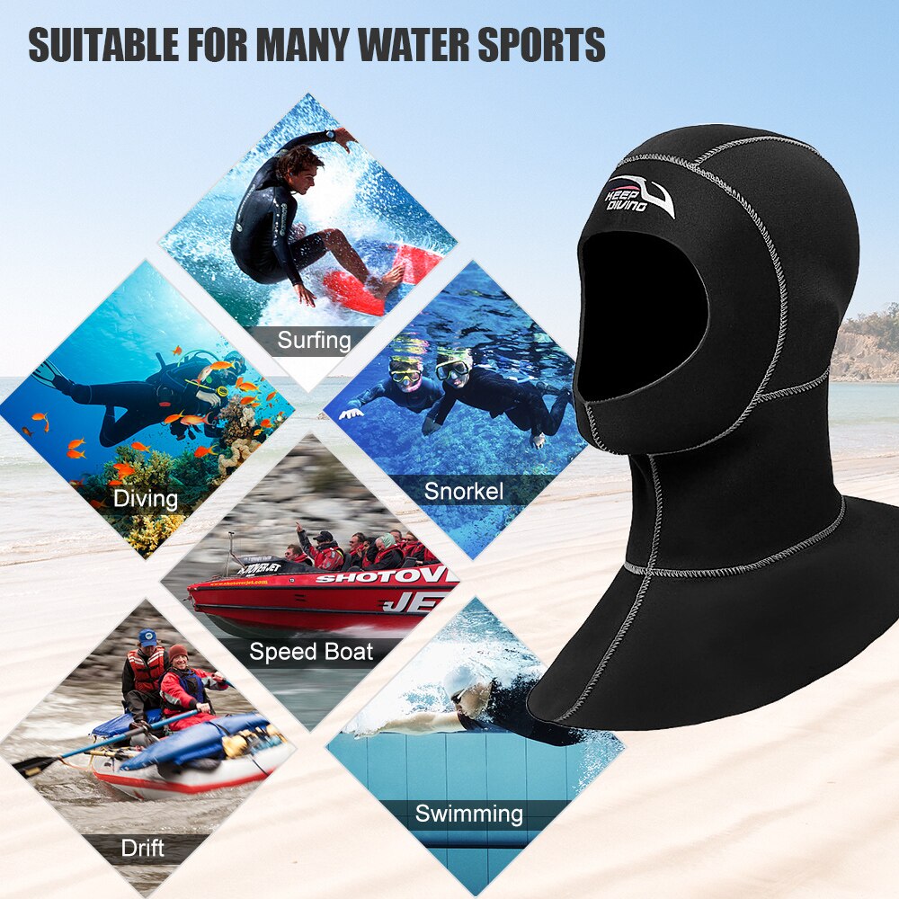 Diving Hat 3mm Neoprene Beach Water Hat Thermal Wetsuit Cap High Elastic Cap for Rafting Snorkeling Sailing Swimming Hat
