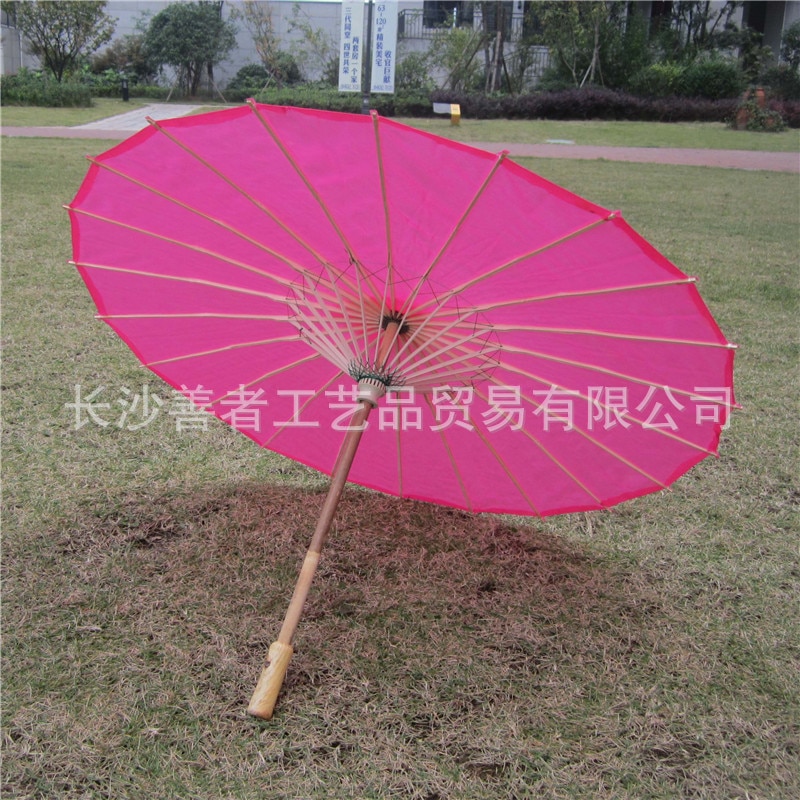 Chinese colored fabric umbrella, white pink parasols, China traditional dance color parasol, Japanese silk props