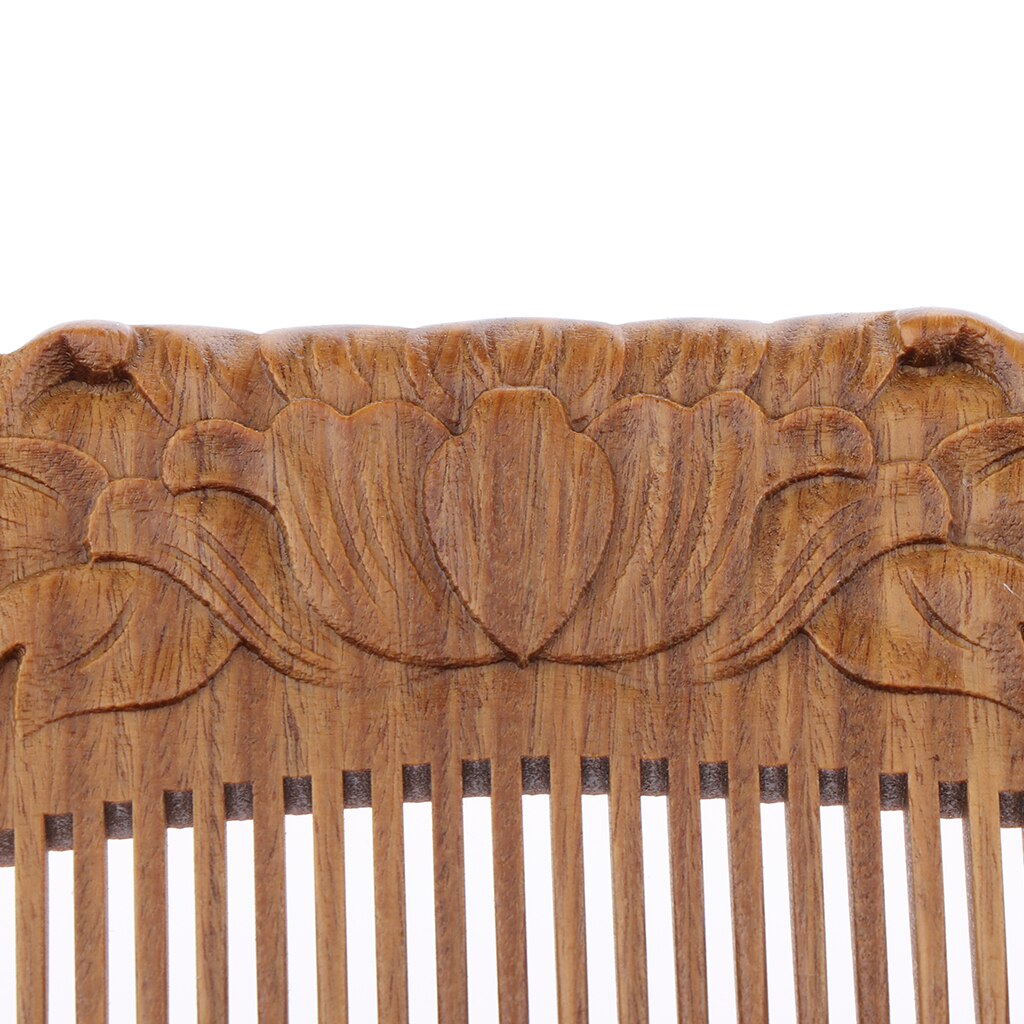 Natural Sandalwood Handmade Wood Wooden Hair Comb Double Sided Carved - No Snags, Free, Anti-Static