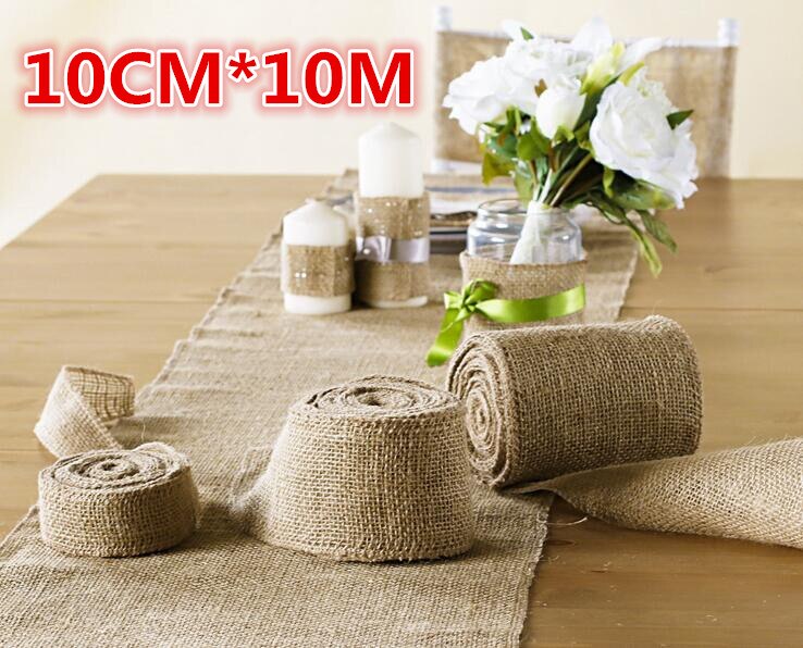 Toile de Jute naturelle pour chaise de mariage | Rouleau de ceinture, 10CM, 10 M/Lot