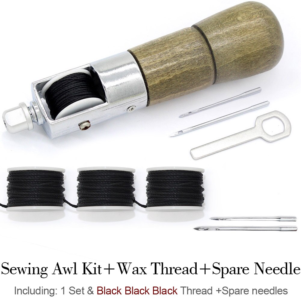 DIY Shoe Repair Leather Supplies Craft with Needle Waxed Thread Leathercraft Accessories Stitching Awl Tool Kit Sewing Machine: PG08J