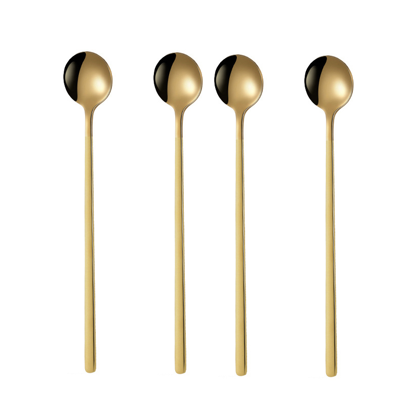 304 kaffeskjeer i rustfritt stål, iskremskje, juice, te, metallskjeer, røreskje, servise, langt skaft, teskje, dessertskje: Burgunder