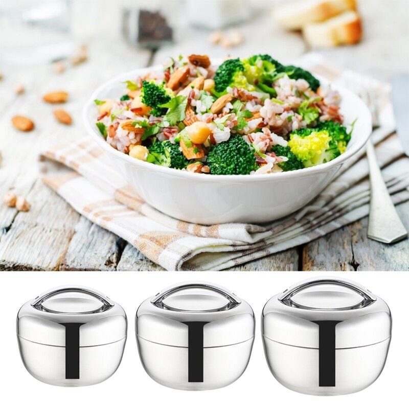 Stainless Steel Mini Double Layer Round Bento Box Thermos/Lunch Box Food Container Lunch Box for Kids Kitchen Food Box