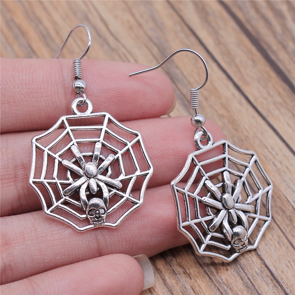 Pendientes de esqueleto de calavera de 20 estilos, de Halloween, pendientes colgantes Punk oscuros de estilo gótico para mujer, de , joyería: cromo negro